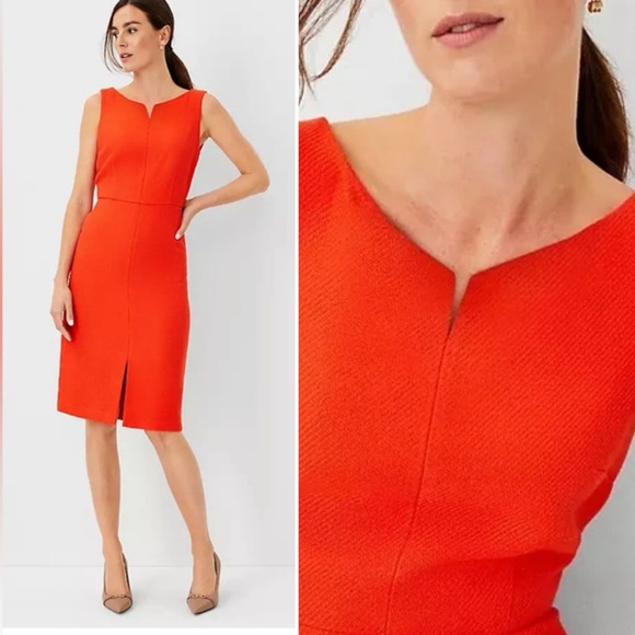 Ann Taylor Tweed Sheath Dress Sleeveless Orange Classic Work Career 12 NWT - Picture 1 of 13